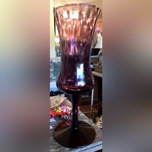 Empoli optic pedestal vase purple mcm vtg